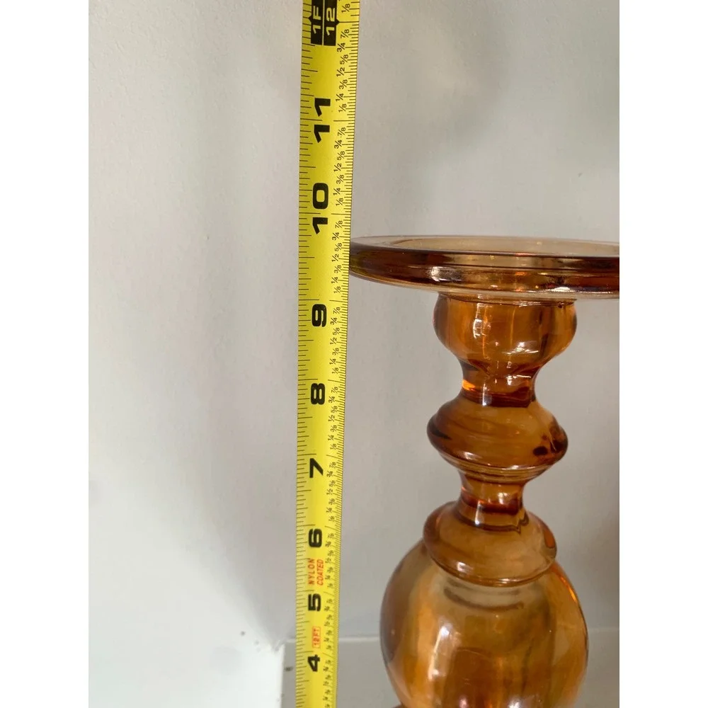 Z Gallerie Caprise Amber Glass Pillar Candle Holder Mid Century Modern Decor 9